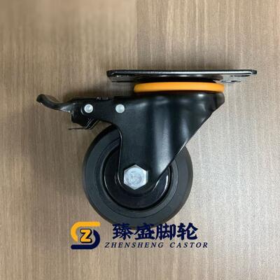 Anti Dust Ring TPR Caster Black 3 Inch Castor Wheels Double Ball Bearings